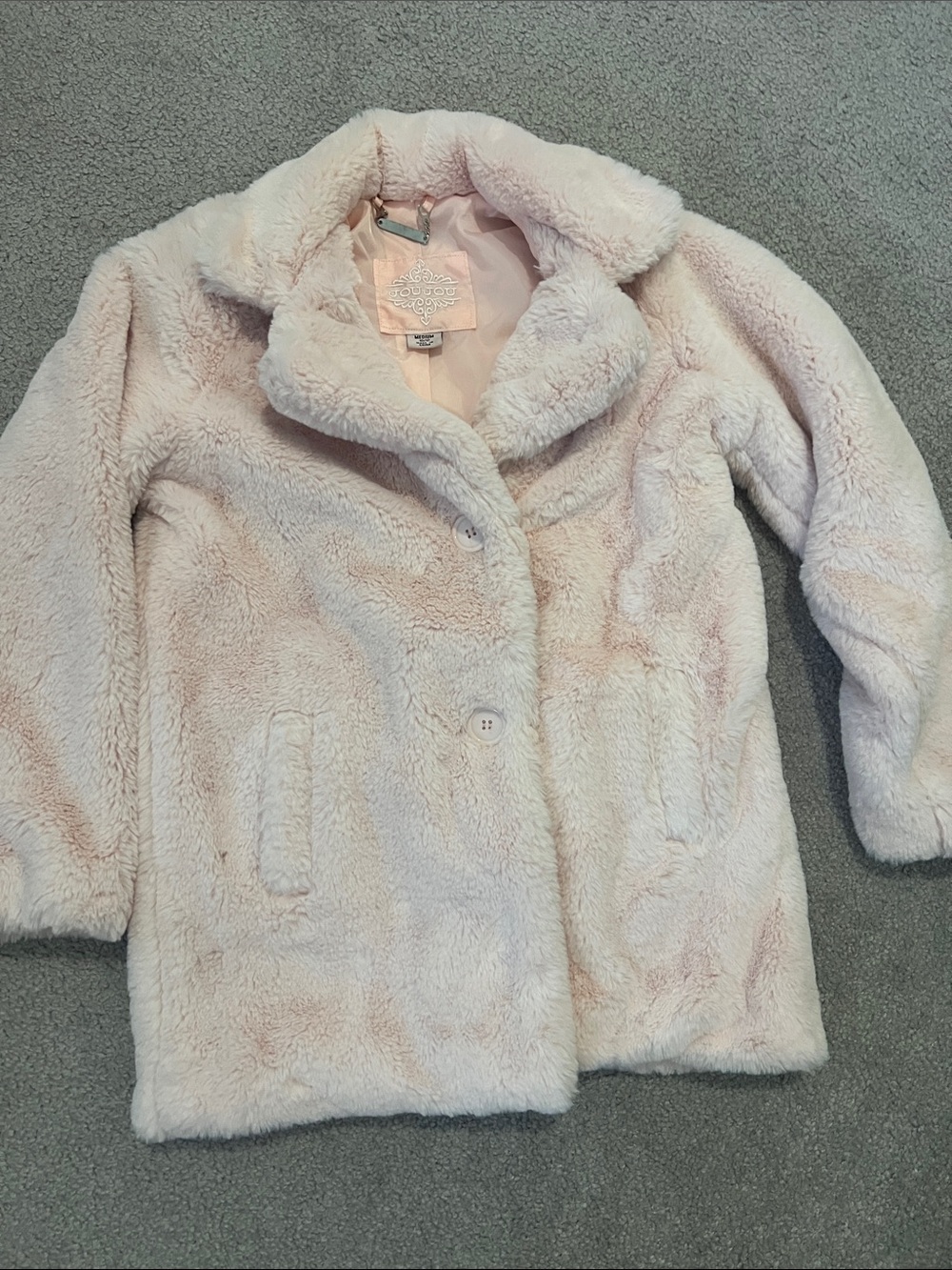 Jou Jou Light Blush Teddy Coat with Notch Collar